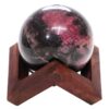 Rhodonite Jasper Sphere with Timber Display 8cm Stand T3117 | Crystal Factory