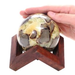 Septarian Sphere with Timber Display 8cm Stand T3120 | Crystal Factory