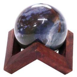 Ocean Jasper Sphere with Timber Display 8cm Stand T3121 | Crystal Factory