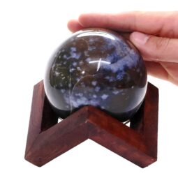 Ocean Jasper Sphere with Timber Display 8cm Stand T3121 | Crystal Factory