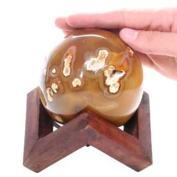 Carnelian Sphere with Timber Display 8cm Stand T3123 | Crystal Factory
