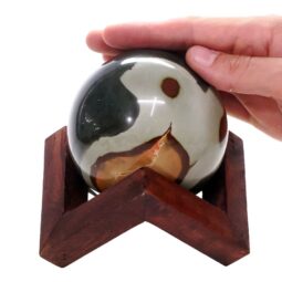 Polychrome Jasper Sphere with Timber Display 8cm Stand T3123 | Crystal Factory