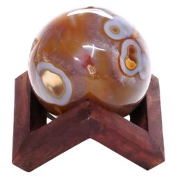 Ocean Jasper Sphere with Timber Display 8cm Stand T3125 | Crystal Factory