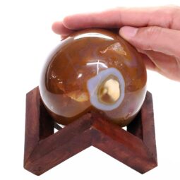 Ocean Jasper Sphere with Timber Display 8cm Stand T3125 | Crystal Factory