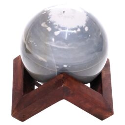 Ocean Jasper Sphere with Timber Display 8cm Stand T3126 | Crystal Factory