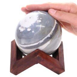 Ocean Jasper Sphere with Timber Display 8cm Stand T3126 | Crystal Factory