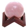 Rose Quartz Sphere with Timber Display 8cm Stand T3128 | Crystal Factory