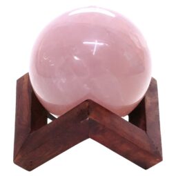 Rose Quartz Sphere with Timber Display 8cm Stand T3128 | Crystal Factory