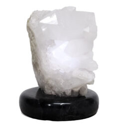 Clear Quartz Druze Lamp on Black Marble Base – White LED Bulb N2292 | Crystal Factory