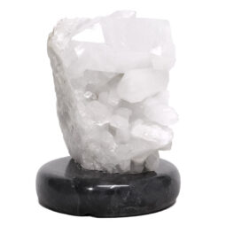 Clear Quartz Druze Lamp on Black Marble Base – White LED Bulb N2292 | Crystal Factory