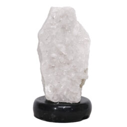 Clear Quartz Druze Lamp on Black Marble Base – White LED Bulb N2294 | Crystal Factory