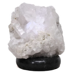 Clear Quartz Druze Lamp on Black Marble Base – White LED Bulb N2296 | Crystal Factory