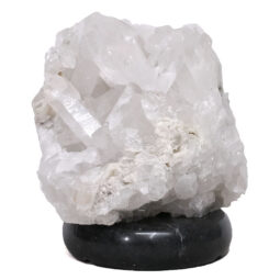 Clear Quartz Druze Lamp on Black Marble Base – White LED Bulb N2296 | Crystal Factory