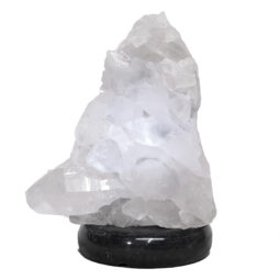 Clear Quartz Druze Lamp on Black Marble Base – White LED Bulb N2297 | Crystal Factory