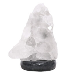 Clear Quartz Druze Lamp on Black Marble Base – White LED Bulb N2297 | Crystal Factory