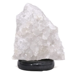 Clear Quartz Druze Lamp on Black Marble Base – White LED Bulb N2298 | Crystal Factory