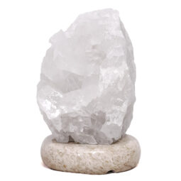 Clear Quartz Druze Lamp on Black Marble Base – White LED Bulb N2299 | Crystal Factory