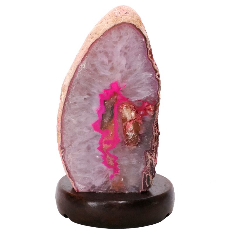 2.2kg Pink Agate Crystal Lamp with Wooden Base - Purple LED - J2199 3 Pink Agate Crystal Lamp with Wooden Base - Purple LED - J2199 | Crystal Factory