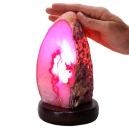2.2kg Pink Agate Crystal Lamp with Wooden Base - Purple LED - J2199 5 Pink Agate Crystal Lamp with Wooden Base - Purple LED - J2199 | Crystal Factory
