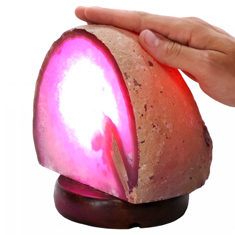 4.2kg Pink Agate Crystal Lamp with Wooden Base - Purple LED - J2200 4 Pink Agate Crystal Lamp with Wooden Base - Purple LED - J2200 | Crystal Factory