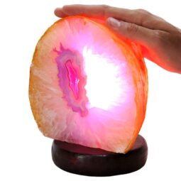 3kg Pink Agate Crystal Lamp with Wooden Base - Purple LED - J2201 5 Pink Agate Crystal Lamp with Wooden Base - Purple LED - J2201 | Crystal Factory