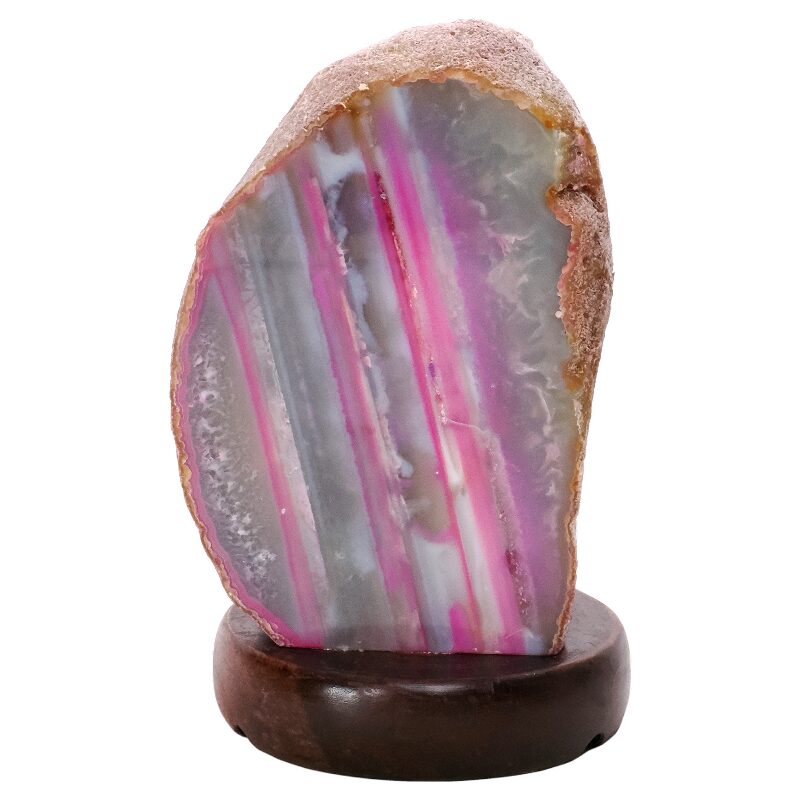 2.8kg Pink Agate Crystal Lamp with Wooden Base - Purple LED - J2202 3 Pink Agate Crystal Lamp with Wooden Base - Purple LED - J2202 | Crystal Factory
