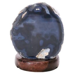 Blue Agate Crystal Lamp with Wooden Base - Blue LED - J2203 | Crystal Factory