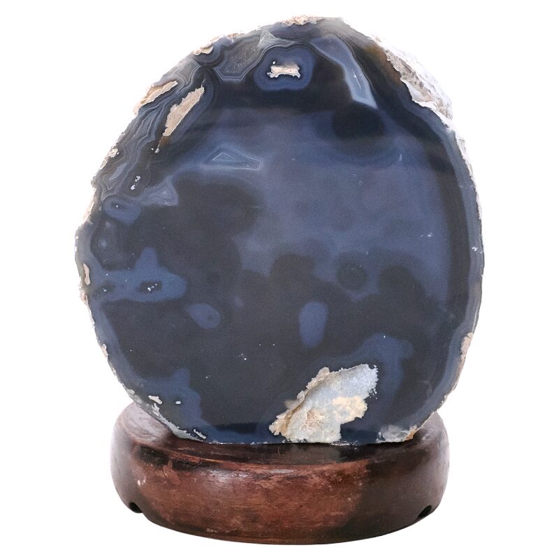 2.6kg Blue Agate Crystal Lamp with Wooden Base - Blue LED - J2203 3 Blue Agate Crystal Lamp with Wooden Base - Blue LED - J2203 | Crystal Factory