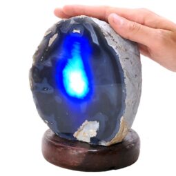 2.6kg Blue Agate Crystal Lamp with Wooden Base - Blue LED - J2203 5 Blue Agate Crystal Lamp with Wooden Base - Blue LED - J2203 | Crystal Factory