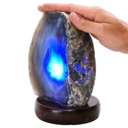 2kg Blue Agate Crystal Lamp with Wooden Base - Blue LED - J2205 5 Blue Agate Crystal Lamp with Wooden Base - Blue LED - J2205 | Crystal Factory