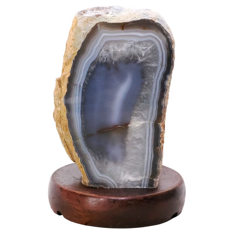 2.5kg Blue Agate Crystal Lamp with Wooden Base - Blue LED - J2207 3 Blue Agate Crystal Lamp with Wooden Base - Blue LED - J2207 | Crystal Factory