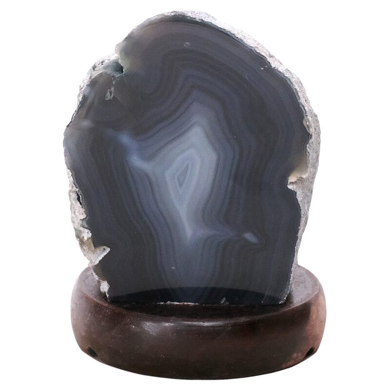 2.3kg Blue Agate Crystal Lamp with Wooden Base - Blue LED - K1218 3 Blue Agate Crystal Lamp with Wooden Base - Blue LED - K1218 | Crystal Factory