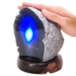 2.3kg Blue Agate Crystal Lamp with Wooden Base - Blue LED - K1218 5 Blue Agate Crystal Lamp with Wooden Base - Blue LED - K1218 | Crystal Factory