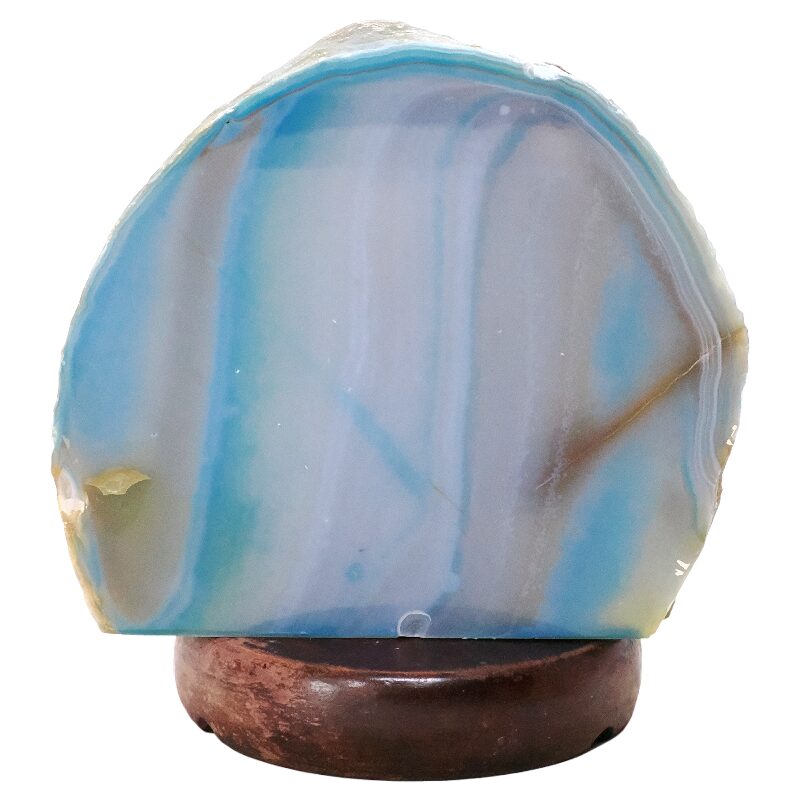2.7kg Blue Agate Crystal Lamp with Wooden Base - Blue LED - K1219 3 Blue Agate Crystal Lamp with Wooden Base - Blue LED - K1219 | Crystal Factory