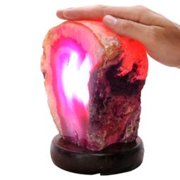 3.3kg Pink Agate Crystal Lamp with Wooden Base - Purple LED - K1222 5 Pink Agate Crystal Lamp with Wooden Base - Purple LED - K1222 | Crystal Factory
