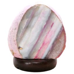 Pink Agate Crystal Lamp with Wooden Base - Purple LED - K1225 | Crystal Factory