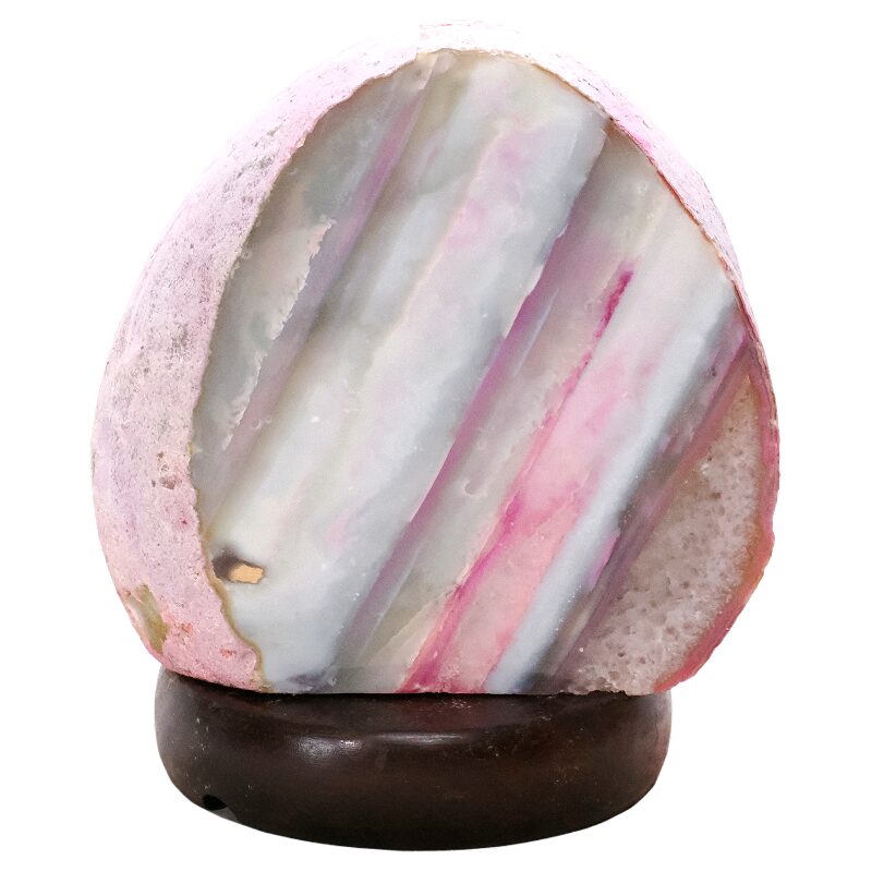 3.5kg Pink Agate Crystal Lamp with Wooden Base - Purple LED - K1225 3 Pink Agate Crystal Lamp with Wooden Base - Purple LED - K1225 | Crystal Factory