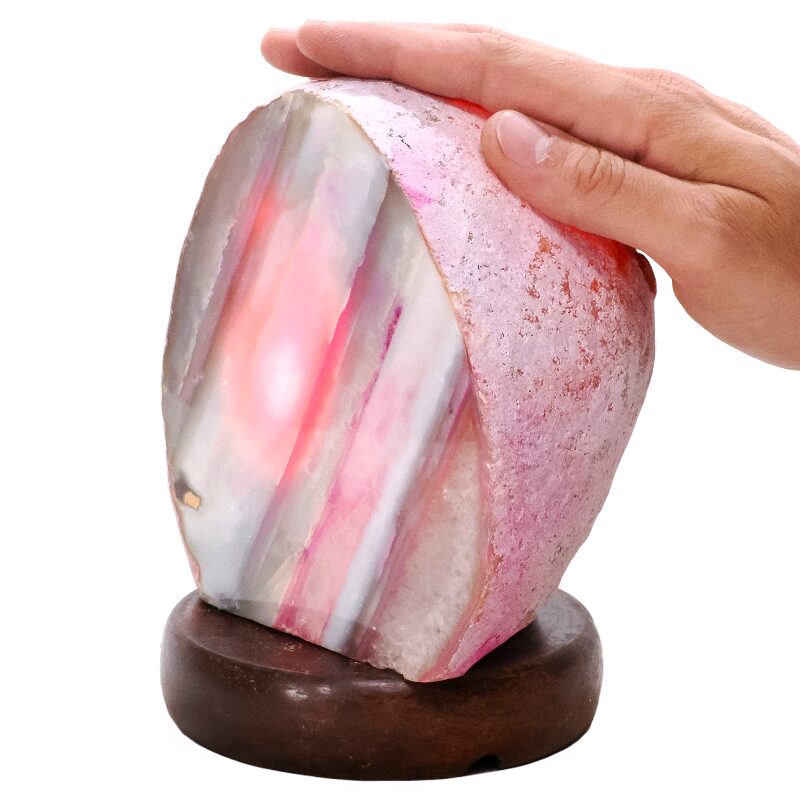 3.5kg Pink Agate Crystal Lamp with Wooden Base - Purple LED - K1225 4 Pink Agate Crystal Lamp with Wooden Base - Purple LED - K1225 | Crystal Factory