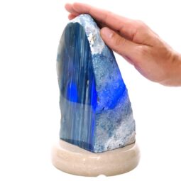 Blue Agate Crystal Lamp with Marble Base - Blue LED - K1227 | Crystal Factory