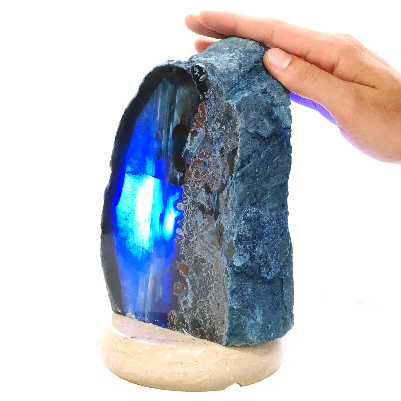 3.5kg Blue Agate Crystal Lamp with Marble Base - Blue LED - K1228 4 Blue Agate Crystal Lamp with Marble Base - Blue LED - K1228 | Crystal Factory