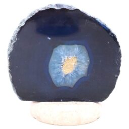 Blue Agate Crystal Lamp with Marble Base - Blue LED - K1229 | Crystal Factory