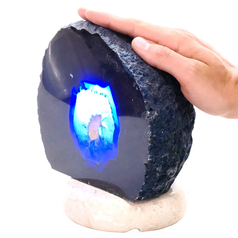 5.4kg Blue Agate Crystal Lamp with Marble Base - Blue LED - K1229 4 Blue Agate Crystal Lamp with Marble Base - Blue LED - K1229 | Crystal Factory