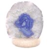 Blue Agate Crystal Lamp with Marble Base - Blue LED - K1230 | Crystal Factory