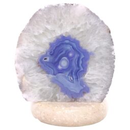 Blue Agate Crystal Lamp with Marble Base - Blue LED - K1230 | Crystal Factory