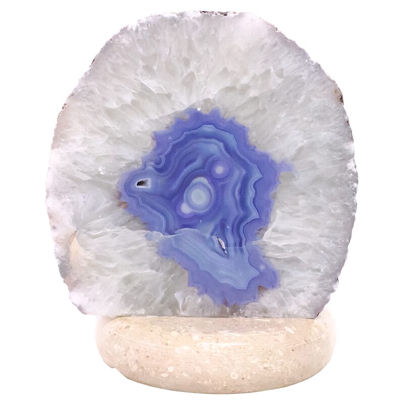 3.4kg Blue Agate Crystal Lamp with Marble Base - Blue LED - K1230 3 Blue Agate Crystal Lamp with Marble Base - Blue LED - K1230 | Crystal Factory
