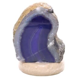 Blue Agate Crystal Lamp with Marble Base - Blue LED - K1231 | Crystal Factory