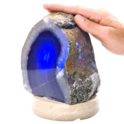 Blue Agate Crystal Lamp with Marble Base - Blue LED - K1231 | Crystal Factory