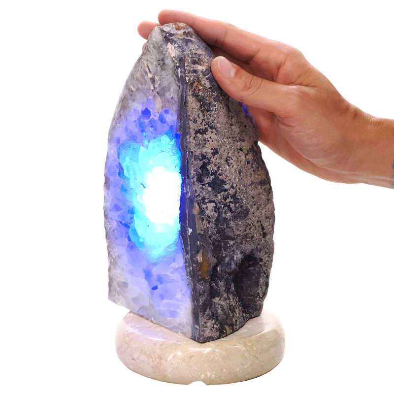3.3kg Blue Agate Crystal Lamp with Marble Base - Blue LED - K1234 4 Blue Agate Crystal Lamp with Marble Base - Blue LED - K1234 | Crystal Factory