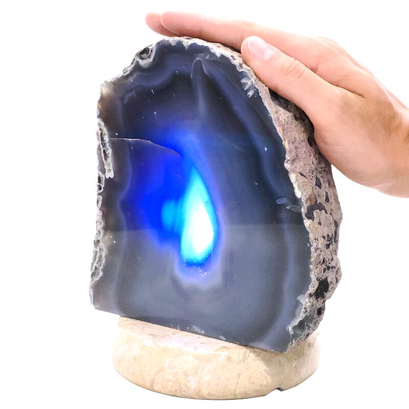 4.4kg Blue Agate Crystal Lamp with Marble Base - Blue LED - K1235 4 Blue Agate Crystal Lamp with Marble Base - Blue LED - K1235 | Crystal Factory