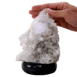 Clear Quartz Druze Lamp on Marble Base – White LED Bulb N2300 | Crystal Factory